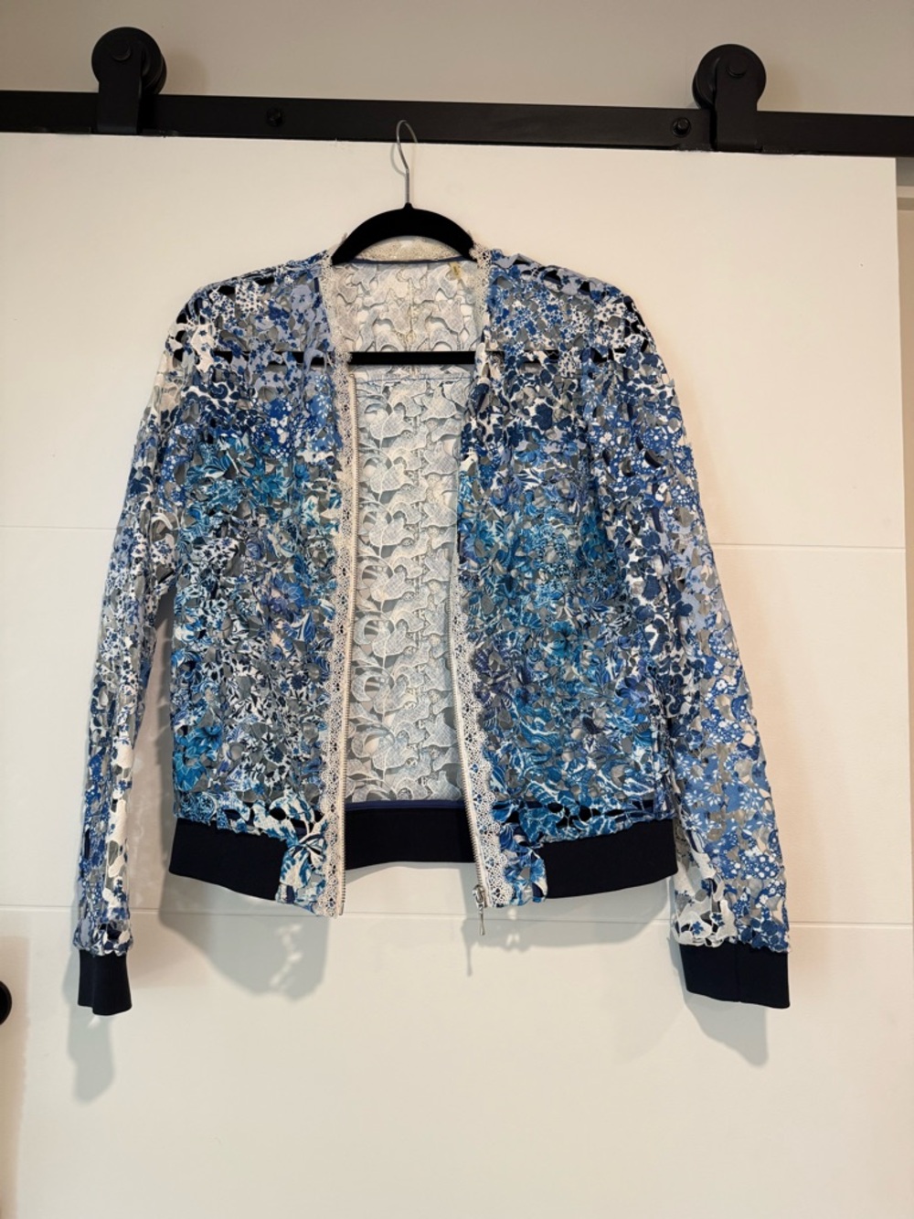 Tahari Floral Lace Bomber Jacket